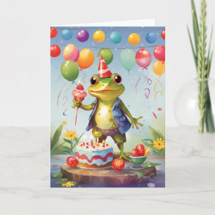 Carte Grenouille souriante avec fête