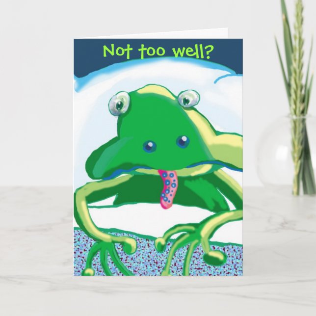 Carte grenouille triste malade, Pas trop bien ? (Devant)