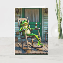 Carte Grenouille verte avec bière d'anniversaire