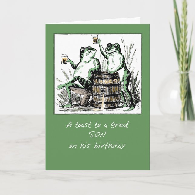 Carte Grenouilles d'anniversaire du Fils Toasting avec l (Devant)