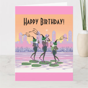 Carte Grenouilles dansantes personnalisables Joyeux anni