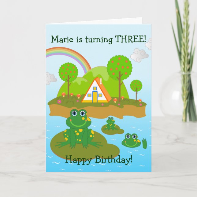 Carte Grenouilles et joyeux voeux d'anniversaire (Devant)