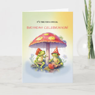 Carte Grenouilles Funny Anniversaire Sous Champignons