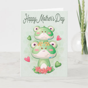 Carte Grenouilles mères et enfants pour la Fête des mère