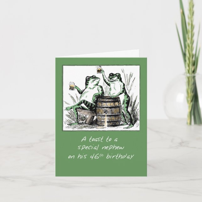 Carte Grenouilles Nephew 46e anniversaire Toasting with  (Devant)