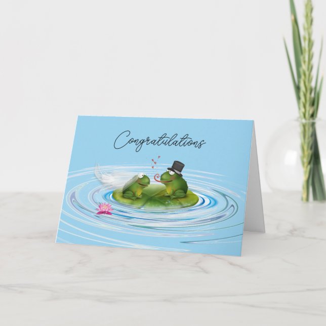 Carte Grenouilles nouvellement mariées sur Lily Pad (Devant)