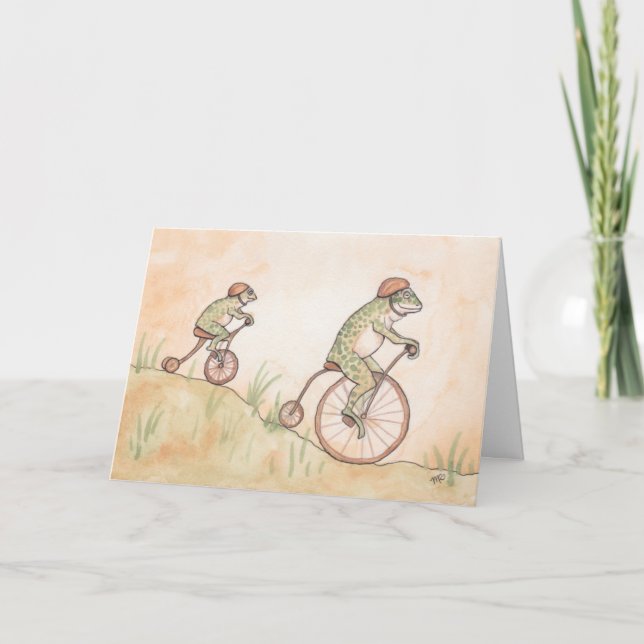Carte Grenouilles sur la Fête des pères de bicyclettes (Devant)