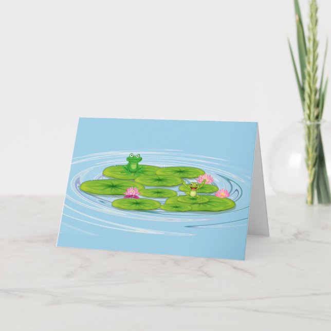 Carte Grenouilles Sur Lily Pad Anniversaire (Devant)
