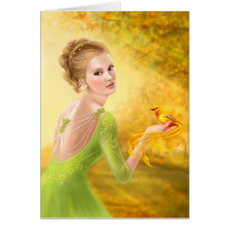 Carte Gretting Belle femme romantique et imaginair