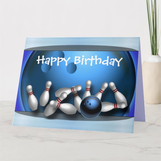 Carte Grève de boule de bowling de joyeux anniversaire (Devant)