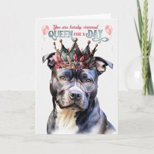 Carte Grey Pit Dog Queen pour une journée Anniversaire a