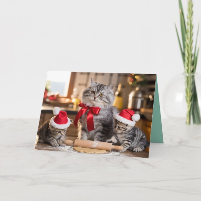 Carte Grey Tabby Christmas Cookies Card (Devant)