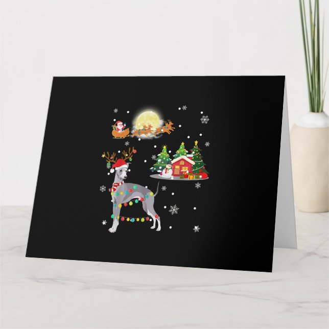 Carte Greyhound Dog Light Christmas Reindeer Tree Xmas (Devant)