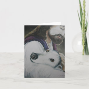 Carte Greyhound et Jesus Original Dog Art Note Card