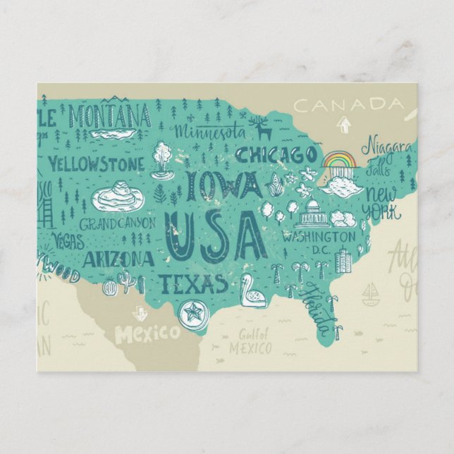 Carte gribouillée des États-Unis (Devant)