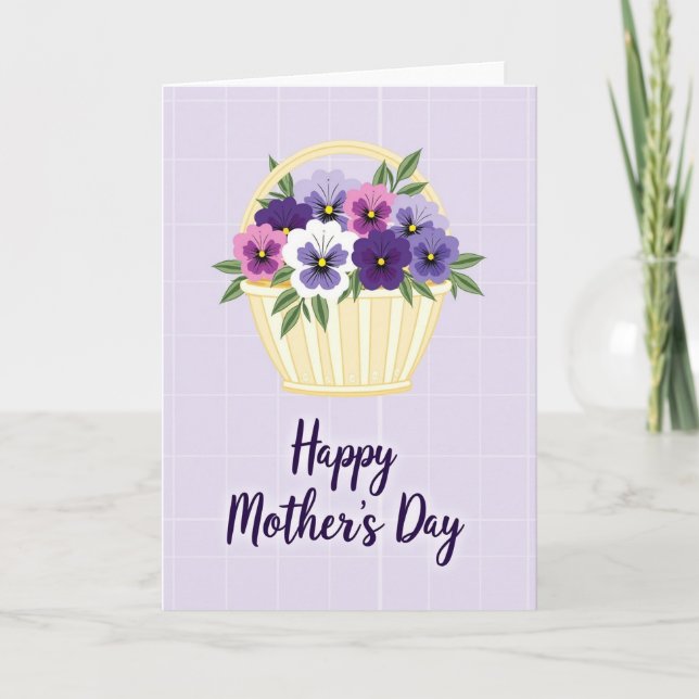 Carte Grid Lavender Floral Card (Devant)