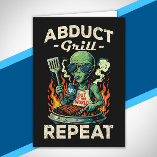 Carte Gril Enlèvement Répéter Rétro BBQ Pique-nique Drôl