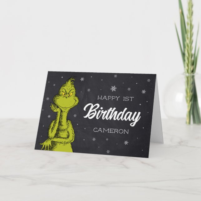 Carte Grinch Chalkboard Anniversaire (Devant)