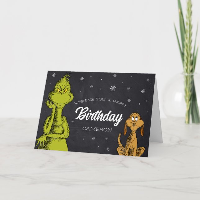 Carte Grinch Chalkboard Anniversaire (Devant)