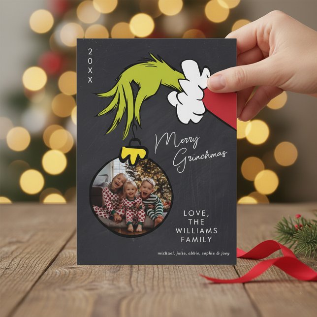 Carte Grinch Joyeux Grinchmas Famille Photo Noël (Créateur téléchargé)