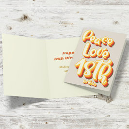 Carte Gris Amour Paix Rétro Groovy 18e Joyeux Anniversai