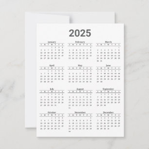 Carte Gris et blanc 2025 Année à un coup d'oeil Calendri