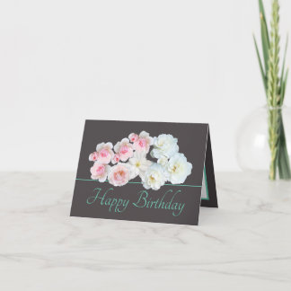Carte Gris Monnaie Chic Bouquet Blanc Roses Rose Anniver