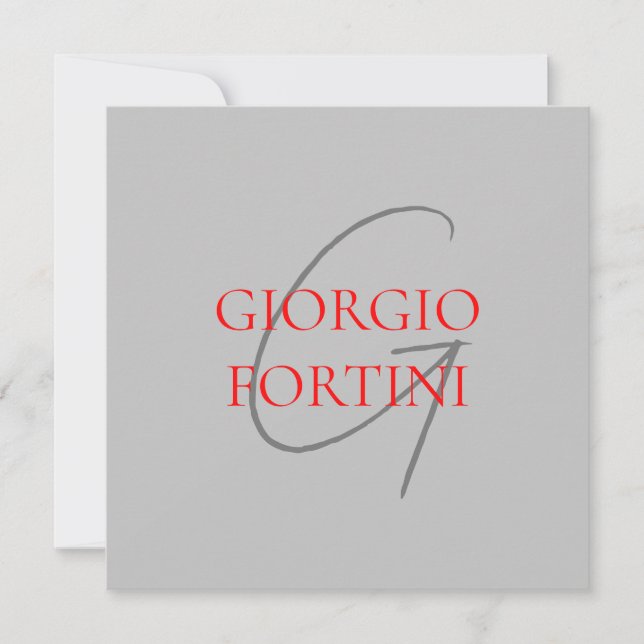 Carte Gris Rouge Votre nom Monogramme initial Moderne (Devant)