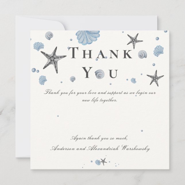 Carte Gris Starfish Blue Beach Wedding (Devant)