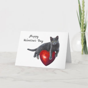 Carte grise de Saint-Valentin de coeur de chat