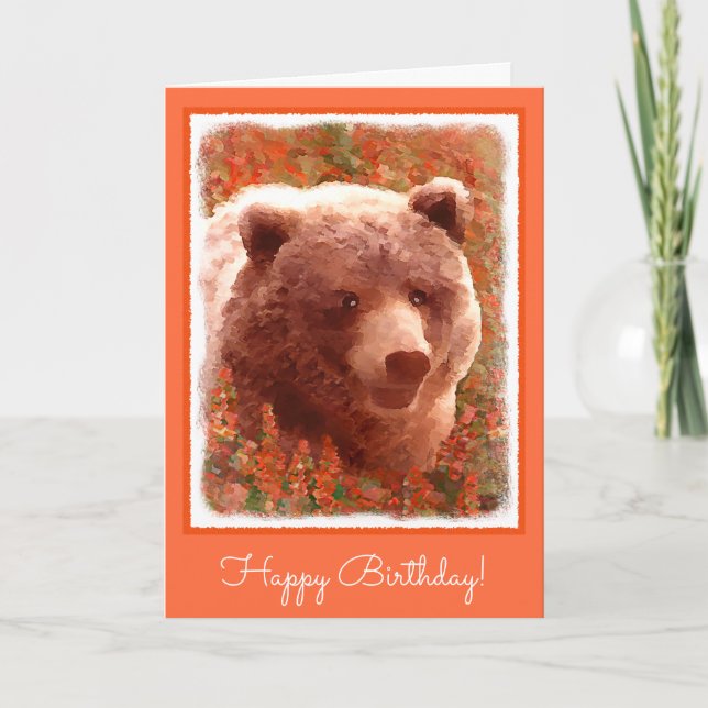 Carte Grizzly Bear Cub dans une peinture d'algues sur la (Devant)