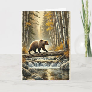 Carte Grizzly Oear Fallen Log Bridge Creek Fall Aspens