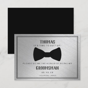 Carte Groomsman - Black Tied III Argent