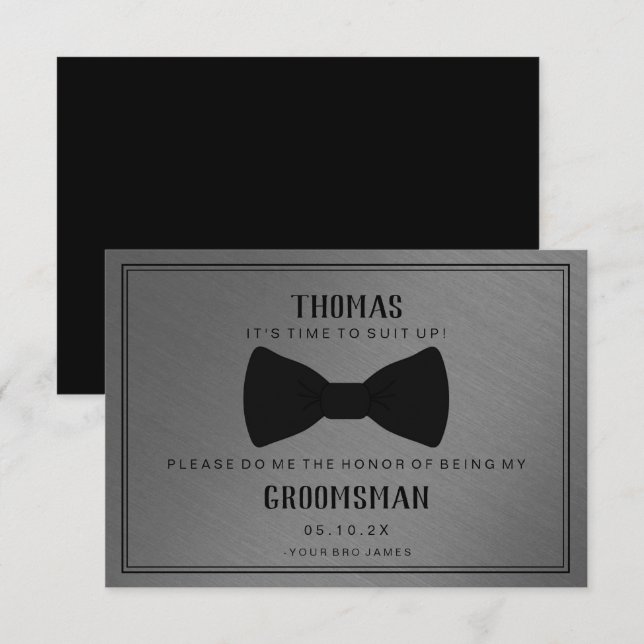 Carte Groomsman - Black Tied III Dark Grey (Devant / Derrière)