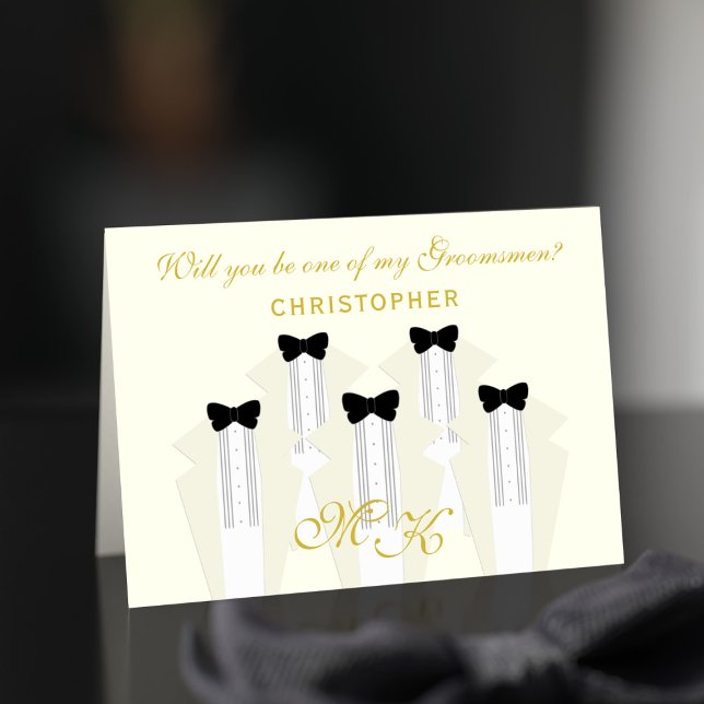 Carte Groomsman Cravate Mariage Tuxedo (Ask your friend to be one of your Groomsmen with this card. He'll say yes)
