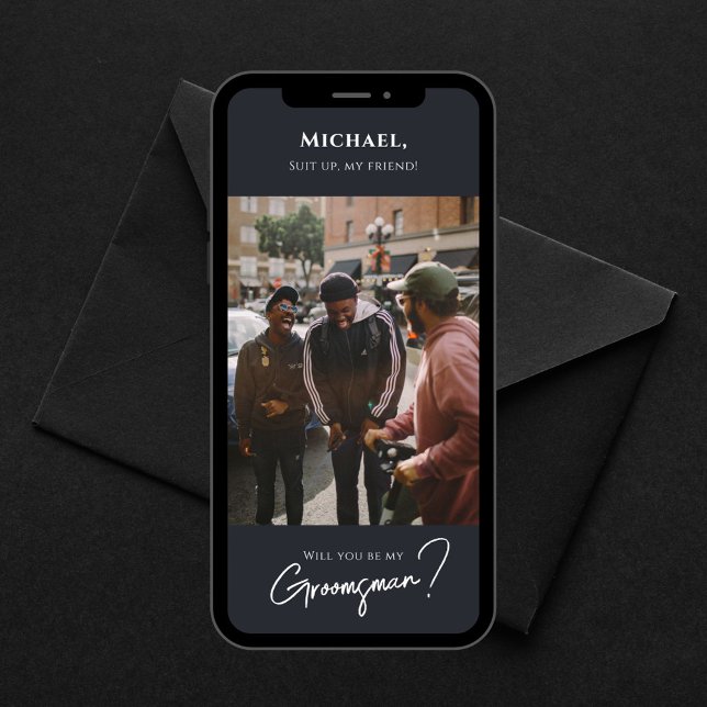 Carte Groomsman moderne avec photo (Créateur téléchargé)