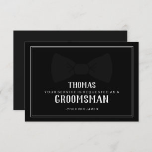 Carte Groomsman - Noir sur Cravate noire