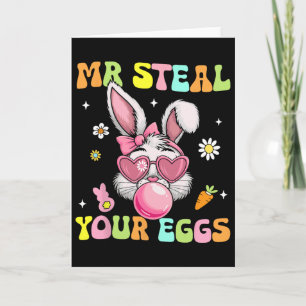 Carte Groovy M. Voler Oeufs Jours de Pâques Lapin Chasse