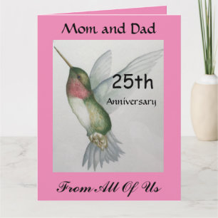 Carte GROS 25ème anniversaire Maman Papa de tous les col