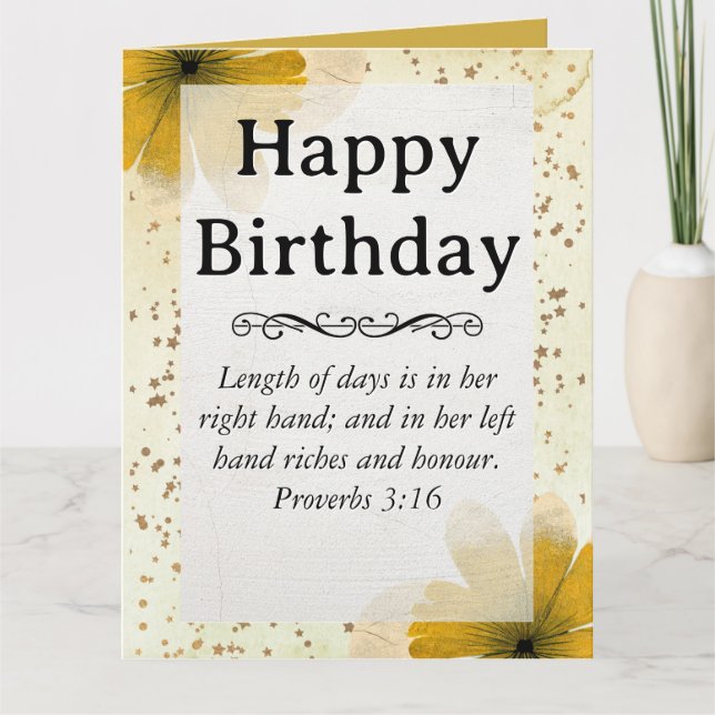 Carte Gros Anniversaire Maman Fleurs Jaunes Texte script (Devant)