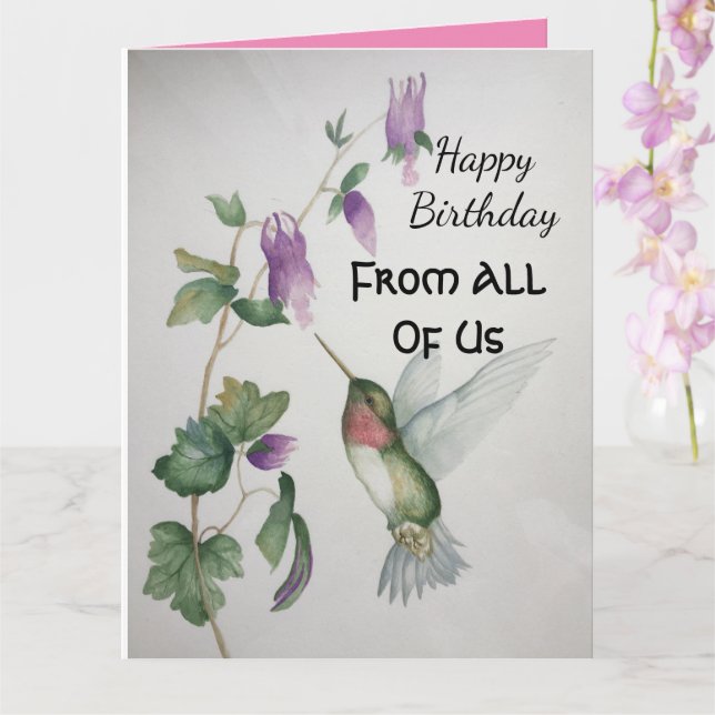 Carte Gros Colibri D'Anniversaire De Nous Tous (Orchidée)
