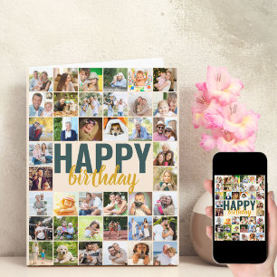 Carte Gros Collage Photo 40 Photo Anniversaire Personnal