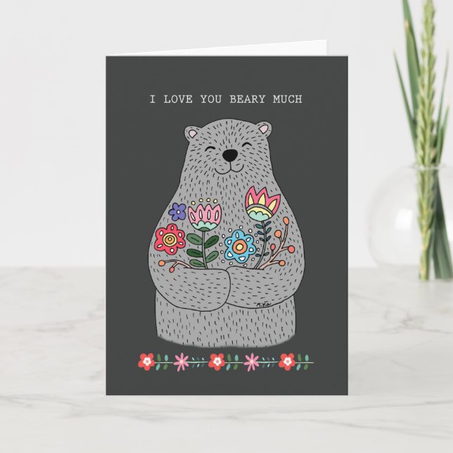 Carte Gros ours à fleurs pour le Saint Valentin (Devant)