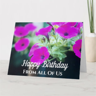 Carte Gros Pétunias Rose Chaud Anniversaire De Nous Tous