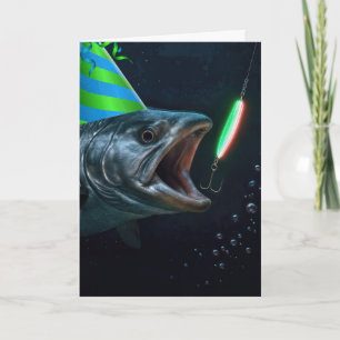 Carte Gros Poisson d'anniversaire avec leurre néon