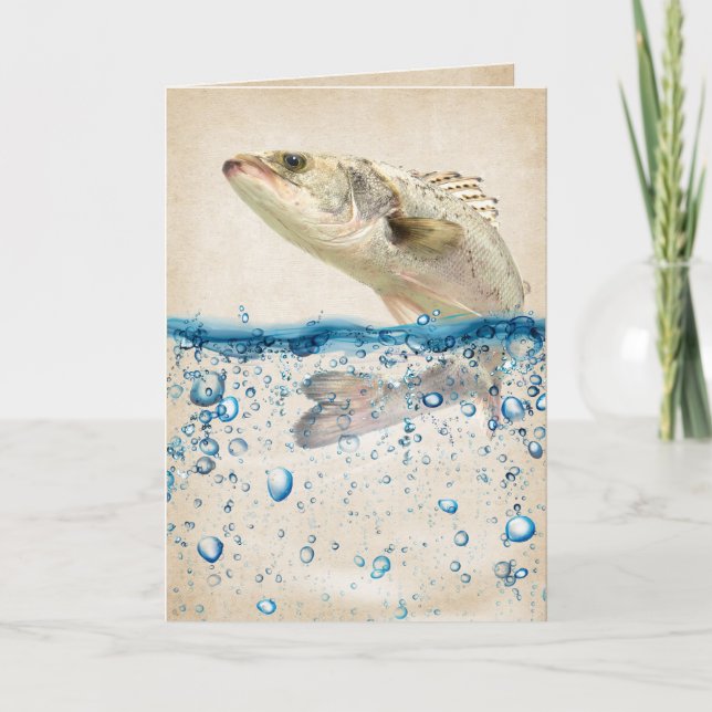 Carte Gros poisson dans l'eau anniversaire (Devant)