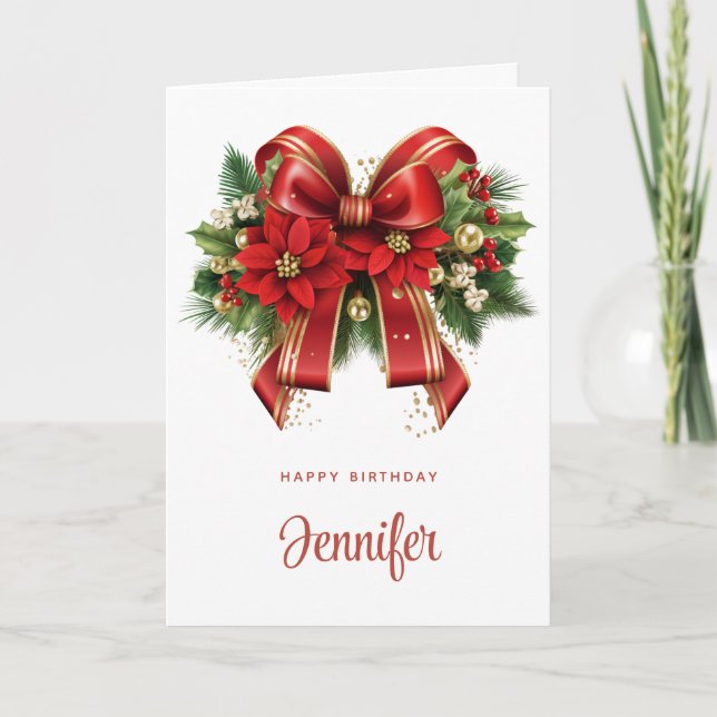 Carte Gros Red et Gold Bow Festive Anniversaire (Devant)