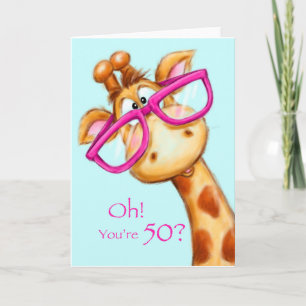 Carte Grosse girafe avec lunettes, Joyeux anniversaire