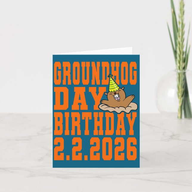 Carte Groundhog Day Birthday February 2nd 2026 Party Ora (Devant)