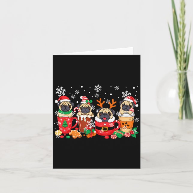 Carte Group Santa Reindeer Pugs In Coffee C Christmas  (Devant)